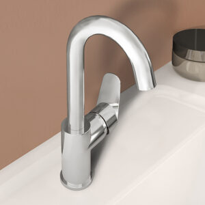 VitrA Flow Round Single Lever Swivel Basin Mixer - Chrome