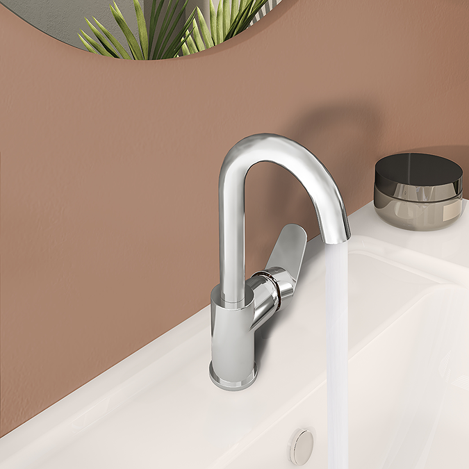 VitrA Flow Round Single Lever Swivel Basin Mixer - Chrome - Image 2