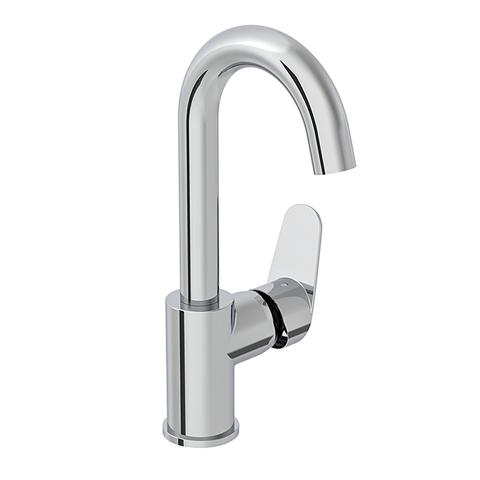 VitrA Flow Round Single Lever Swivel Basin Mixer - Chrome - Image 3