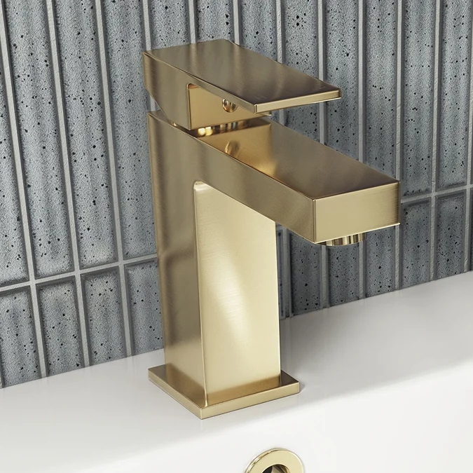 Arezzo Square Brushed Brass Mono Basin Mixer Tap