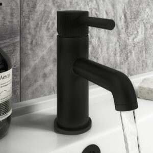 Arezzo Fluted Round Matt Black Basin Mono Mixer