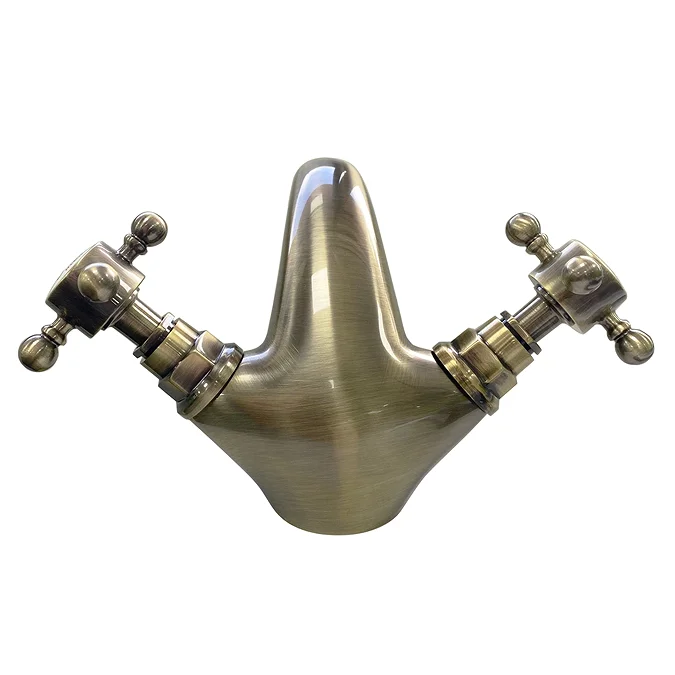 Chatsworth 1928 Antique Brass Traditional Crosshead Mono Basin Mixer Tap - Image 4