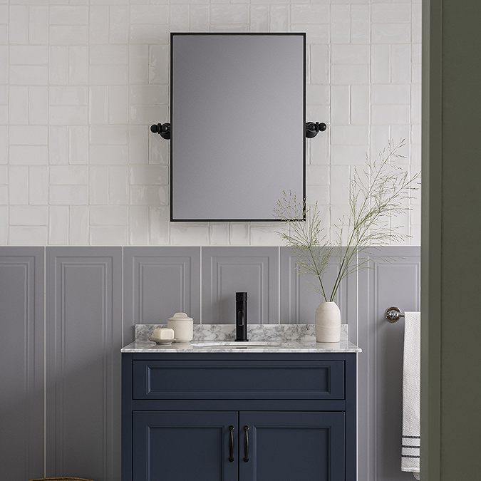 Chatsworth 700 x 500 Rectangular Tiltable Mirror - Matt Black - Image 7