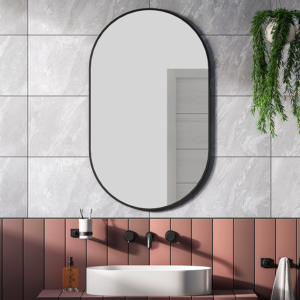 Arezzo Matt Black Capsule Mirror 600 x 1000mm