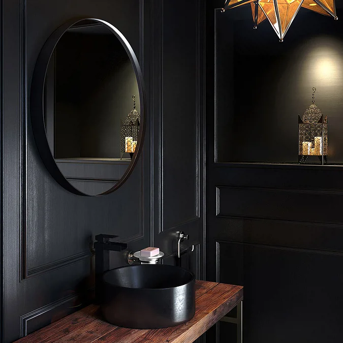 Venice Black Frame 600mm Round Mirror - Image 3