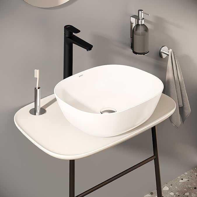 VitrA Flow Soft Tall Monobloc Basin Mixer - Matt Black - Image 2