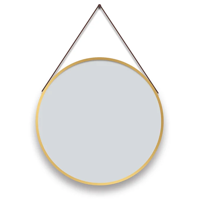 Arezzo Brushed Brass Hanging 600mm Round Bathroom Mirror - Image 2
