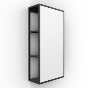 Venice Black 300 x 600mm Mirror with Open Shelves