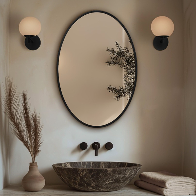 Roxbury Oval 550 x 800mm Black Mirror