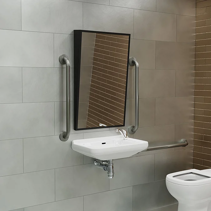 Venice Matt Black 500 x 800mm Angled Mirror - Image 2