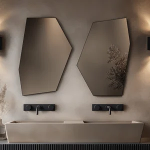 Roxbury Irregular Hexagon 550 x 800mm Black Mirror