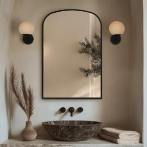 Roxbury Overmantle Arch 600 x 900mm Black Mirror