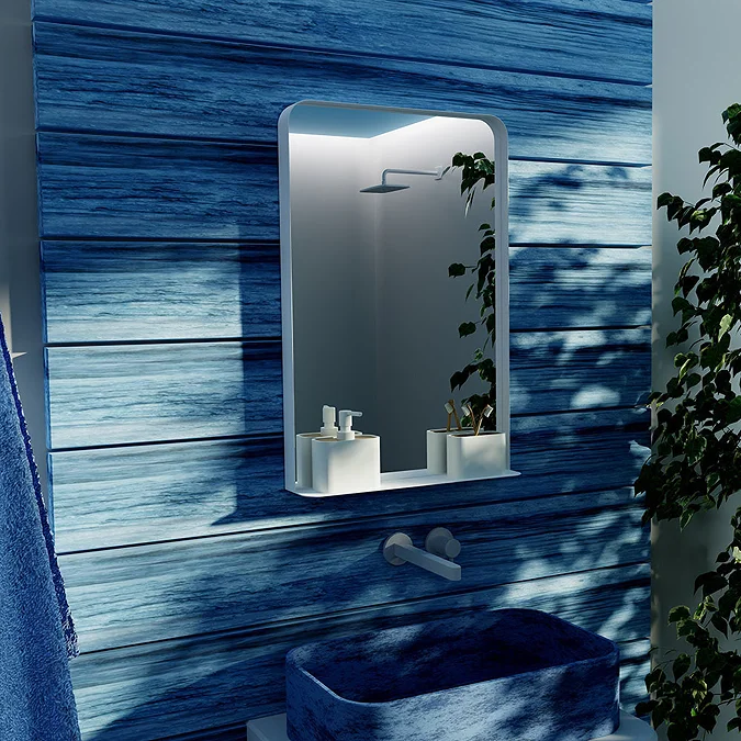 Arezzo Matt White 500 x 750mm Mirror with Shelf - Image 2
