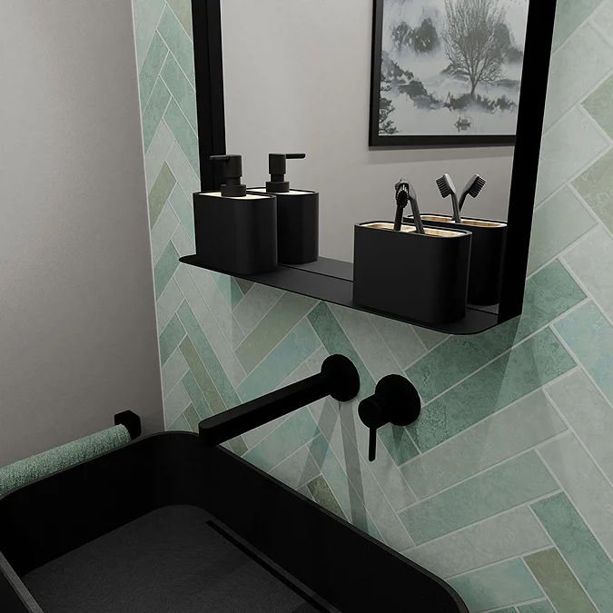 Arezzo Matt Black 500 x 750mm Mirror with Shelf - Image 3
