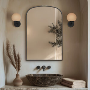 Roxbury Overmantle Arch 600 x 900mm Gunmetal Mirror