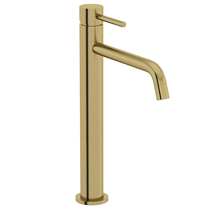 Mode Spencer Round Brushed Brass High Rise Basin Mixer Tap