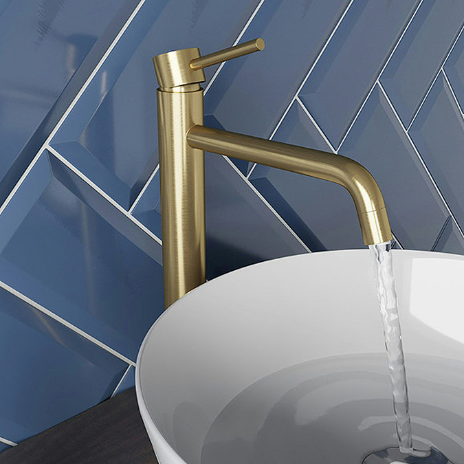Mode Spencer Round Brushed Brass High Rise Basin Mixer Tap - Image 3