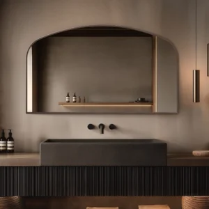 Roxbury Overmantle Arch 1200 x 700mm Brushed Bronze Mirror