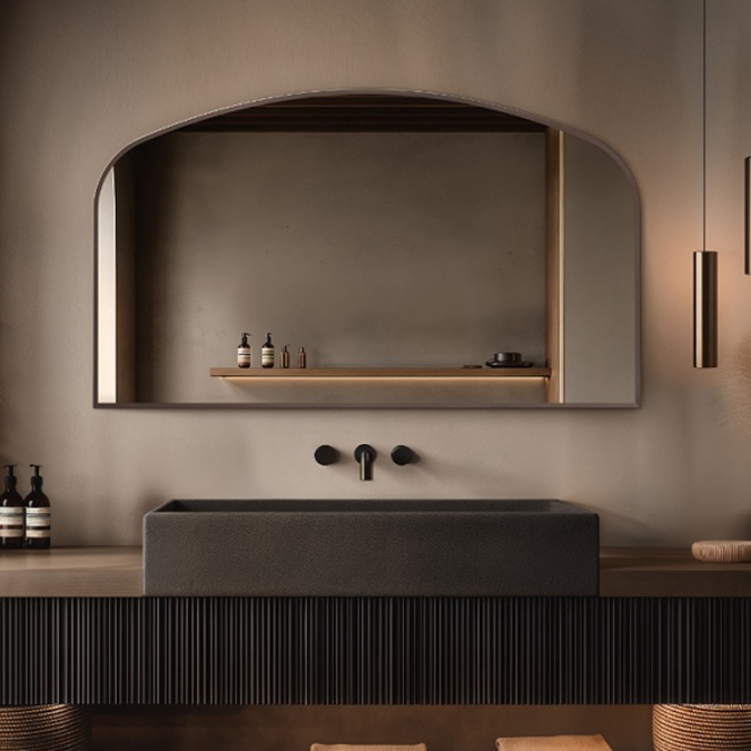 Roxbury Overmantle Arch 1200 x 700mm Brushed Bronze Mirror