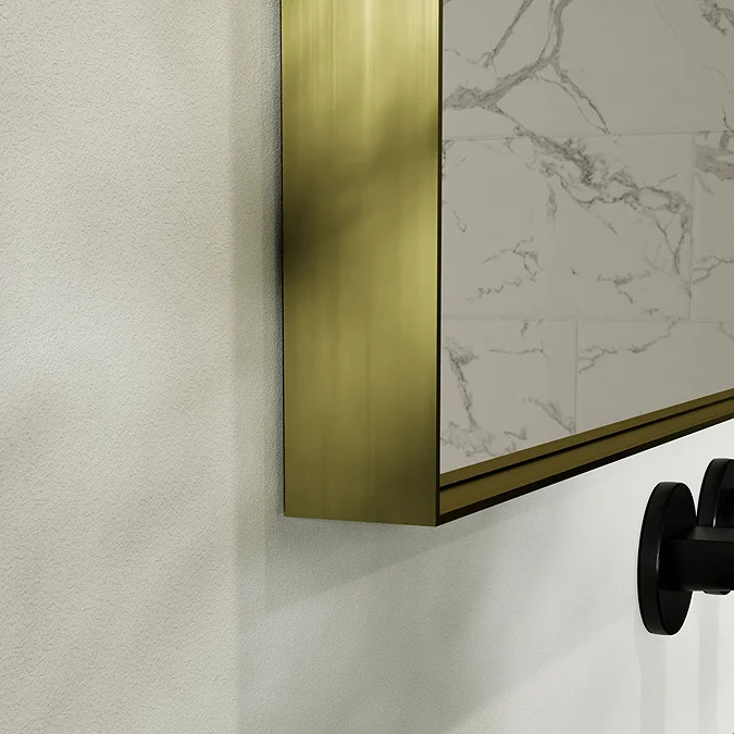 Arezzo Brushed Brass 1200 x 700mm Rectangular Mirror - Image 3
