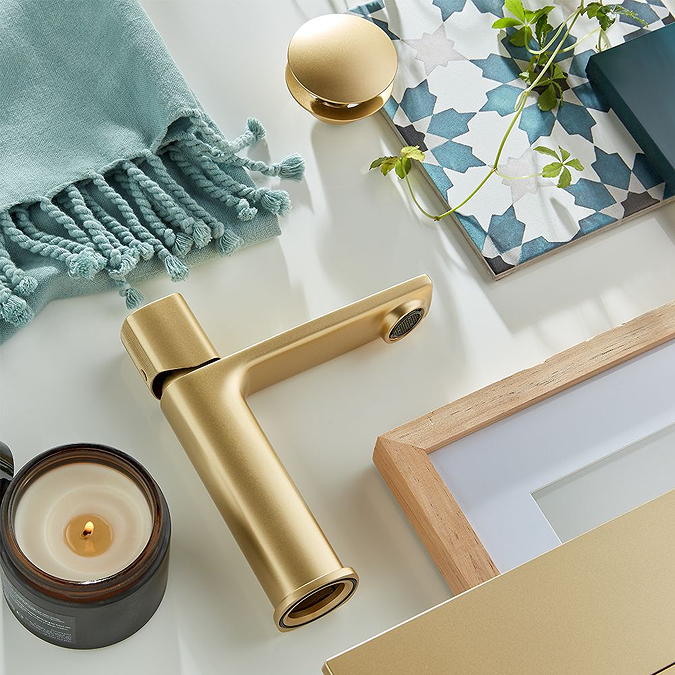 Vado Cameo Leverless Low‑Pressure Basin Mixer & Waste - Satin Brass - Image 2