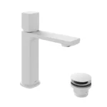 Vado Cameo Leverless Low‑Pressure Basin Mixer & Waste - Matt White