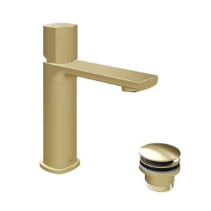 Vado Cameo Leverless Basin Mixer & Waste - Satin Brass