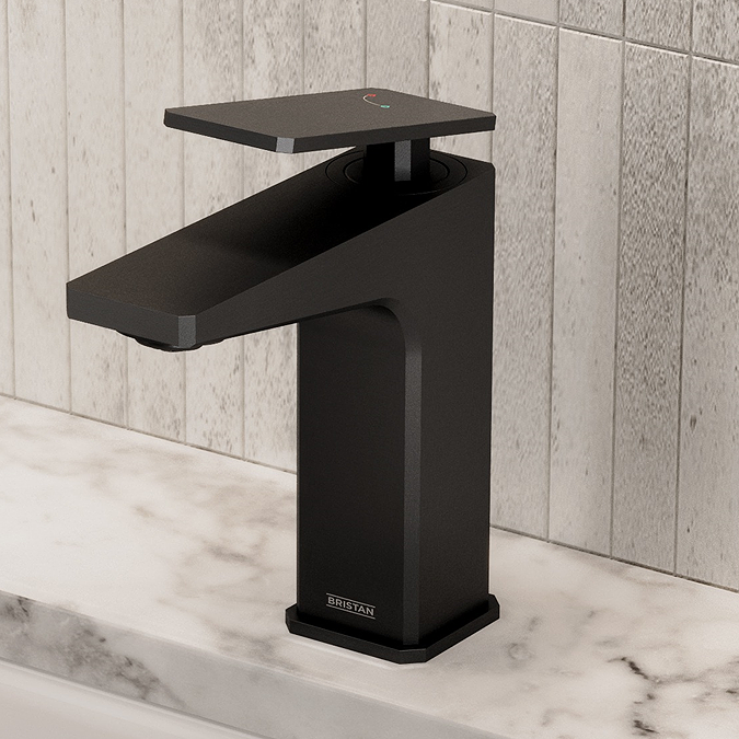 Bristan Delgado Eco Start Basin Mixer with Clicker Waste - Black
