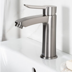 Bristan Apelo Eco Start Basin Mixer with Clicker Waste - Gun Metal Grey
