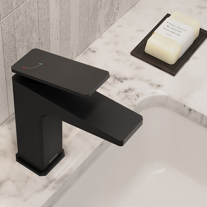 Bristan Delgado Eco Start Basin Mixer with Clicker Waste - Black - Image 3