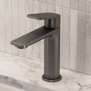 Bristan Frammento Eco Start Basin Mixer with Waste - Gun Metal Grey