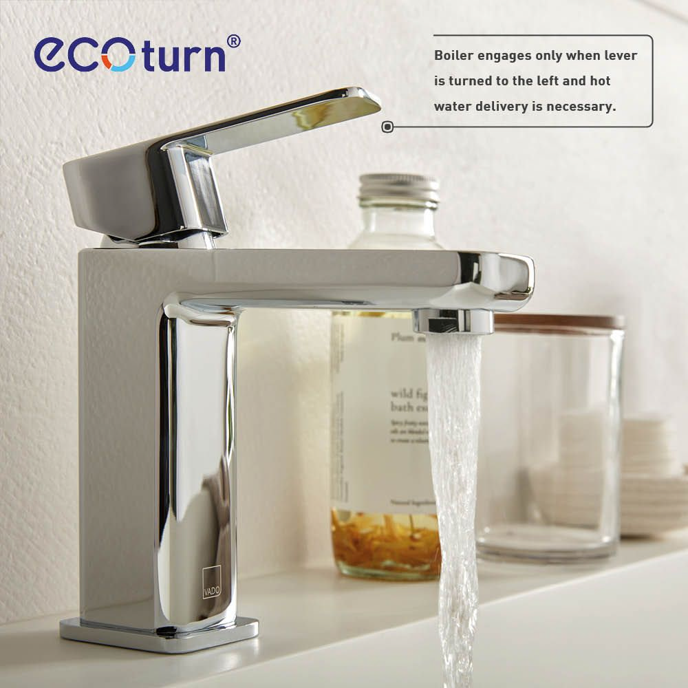 Vado Phase Smooth Bodied Mono Basin Mixer with Ecoturn Technology + Universal Basin Waste - Image 4
