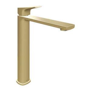 Vado Cameo Lever Low-Pressure Extended Basin Mixer - Satin Brass