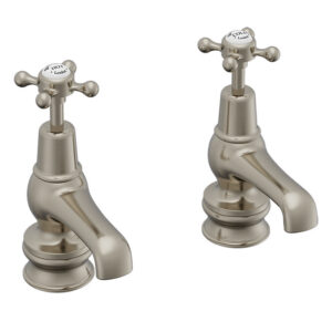 Burlington Claremont Regent 3" Basin Taps - Brushed Nickel