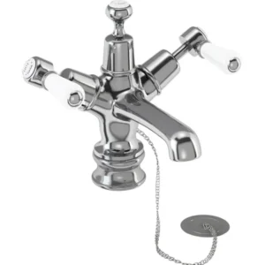 Burlington Kensington Regent - Chrome Basin Mixer Tap with Plug & Chain