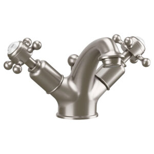 Crosswater Belgravia Crosshead Monobloc Basin Mixer Tap with Pop-up Waste - Brushed Nickel