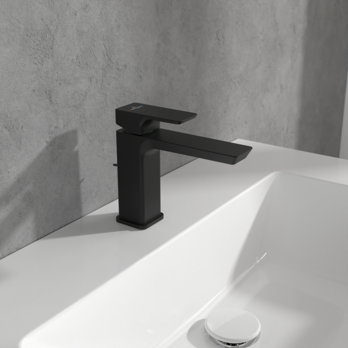 Villeroy and Boch Subway 3.0 Single Lever Basin Mixer with Pop-up Waste - Matt Black - Image 2