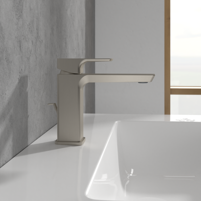 Villeroy and Boch Subway 3.0 Single Lever Basin Mixer with Pop-up Waste - Brushed Nickel Matt - Image 3