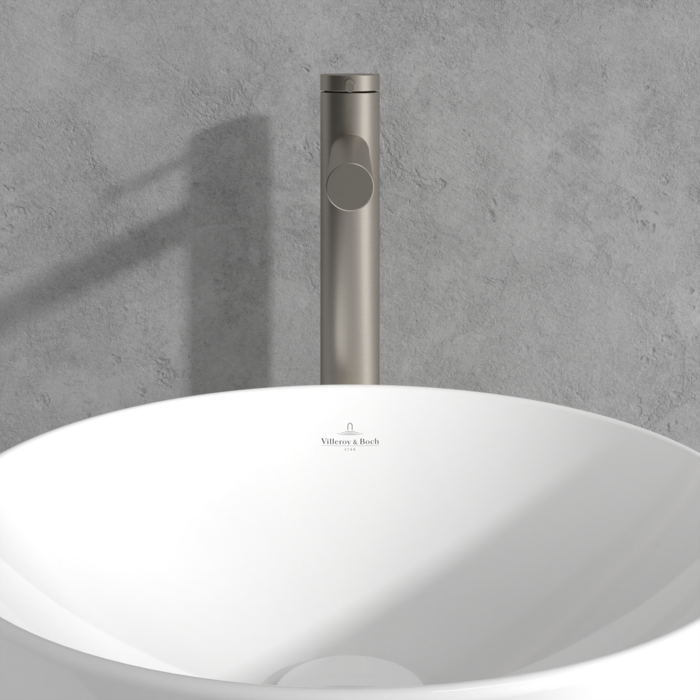 Villeroy and Boch Loop & Friends Tall Single Lever Basin Mixer - Brushed Nickel Matt - Image 4