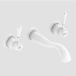 Lancaster Traditional Matt White Wall Mounted Lever Basin Mixer Tap