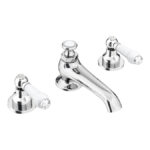 Chatsworth 1928 Traditional 3TH White Lever Basin Mixer Tap + Waste