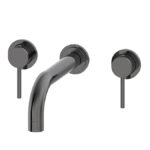 Arezzo Twilight Black Chrome Round Wall Mounted (3TH) Basin Mixer Tap