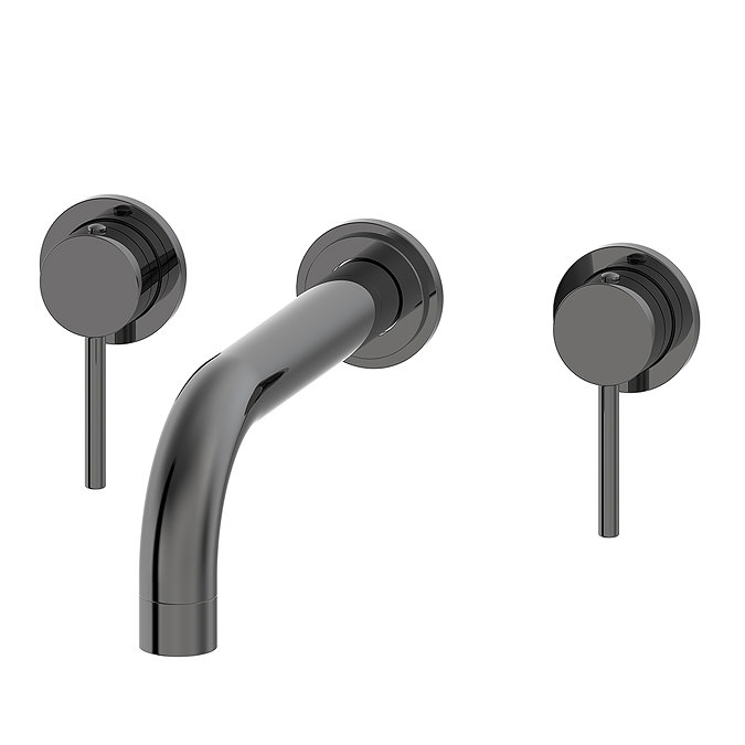 Arezzo Twilight Black Chrome Round Wall Mounted (3TH) Basin Mixer Tap
