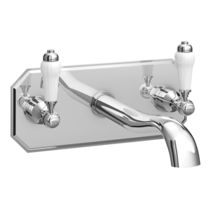 Chatsworth 1928 Wall Mounted Lever Basin Mixer Tap with Faceplate - Chrome