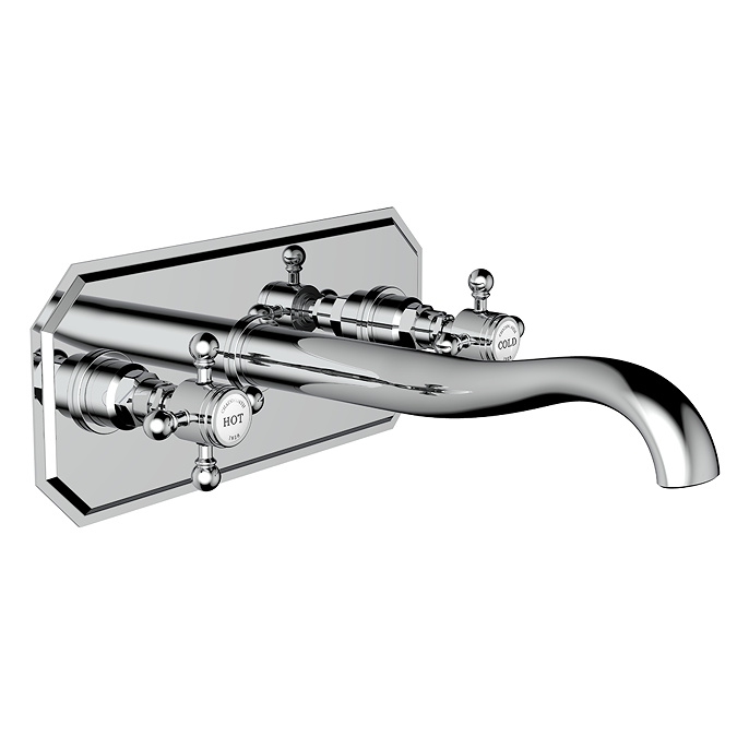 Chatsworth 1928 Wall Mounted Crosshead Basin Mixer Tap with Faceplate - Chrome - Image 3