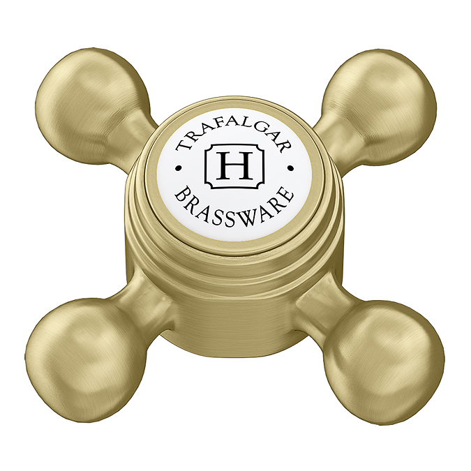 Trafalgar Crosshead 3 Hole Deck Mounted Basin Mixer & Pop-Up Waste Brushed Brass - Image 4