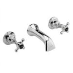 Bayswater Crosshead Hex Collar 3 Hole Wall Mounted Basin Mixer Tap - Black/Chrome