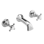 Bayswater Crosshead Hex Collar 3 Hole Wall Mounted Basin Mixer Tap - White/Chrome