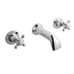 Bayswater Crosshead Domed Collar 3 Hole Wall Mounted Basin Mixer Tap - White/Chrome