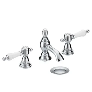 Heritage - Glastonbury 3 Hole Basin Mixer with Pop-up Waste - Chrome